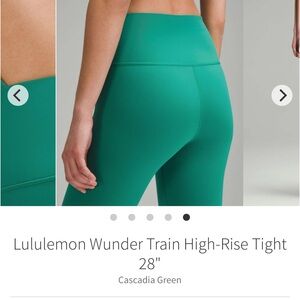 Lululemon Wunder Train High Rise Tights CASCADIA GREEN 28” Sz 4